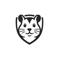 Naklejka premium Cute hamster head inside shield emblem vector logo, isolated on white background, generative ai