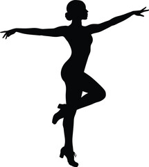 Silhouette of a graceful woman dancer in elegant pose