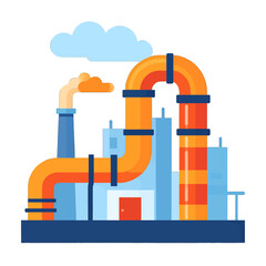 Obraz premium Industrial City Factory Illustration With Orange Pipes