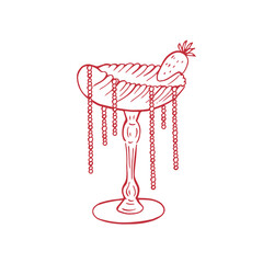 Vector red glas with red whimsical bow and cherry