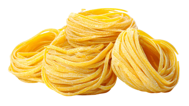 Golden egg pasta nests ready to cook a delicious meal