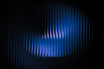 Fototapete Wellen Dark navy with subtle violet gradient and striped lighting. Elegant depth with glowing prism lines. Soft, glowing lines emerge, forming a prism-like gradient that lends a sense of depth   © Sviatlana Barysevich