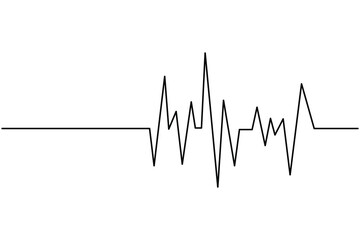 Heartbeat with heart continuous one line drawing on white background isolate outline vector illustration