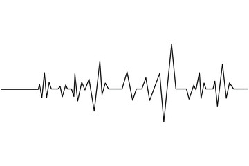 Heartbeat with heart continuous one line drawing on white background isolate outline vector illustration