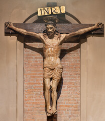 PIACENZA, ITALY - MAY 20, 2025: The terracota Crucifixion in the church Basilica di San Antonio by...