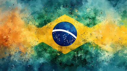 Brazil Independence Day. Colorful abstract brazilian flag design with vibrant paint splatter for creative projects
