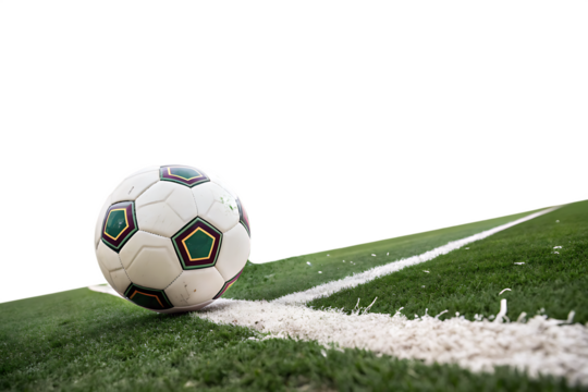  fast soccer ball on green isolated on white background PNG, AI GENERATED