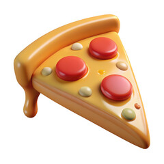 3d slice of pepperoni pizza isolated on transparent background