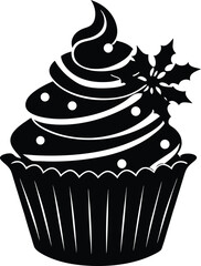 Christmas cupcake silhouette vector graphic design