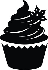 Christmas cupcake silhouette vector graphic design