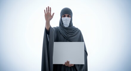 Woman in Niqab Holding a Blank Sign,  A Symbol of Modernity and Tradition