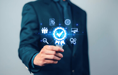 Quality Assurance Audit Process With Quality Icon Quality Assurance Standardization Certification Compliance Service and Standards Business Technology Concept