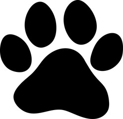 Canine paw print icon in bold black silhouette with clean modern style