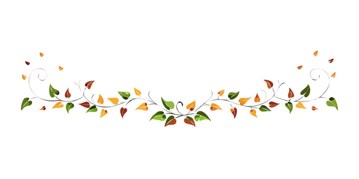 Autumn leaf swirl divider with falling foliage accents