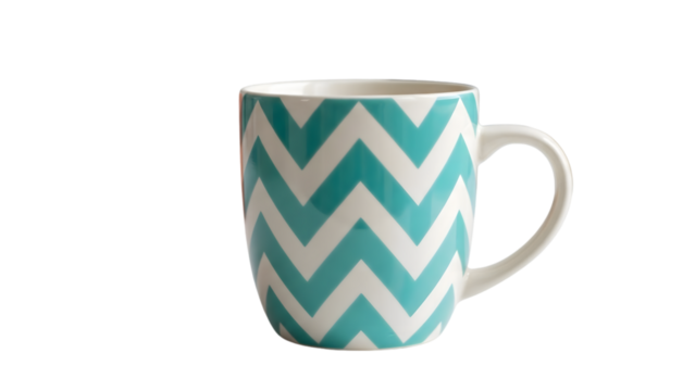 Aqua chevron coffee mug ceramic drinkware kitchenware tea cup design home decor item