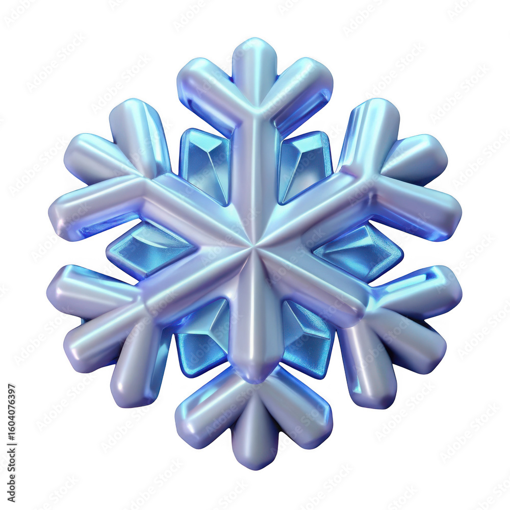Wall mural 3d intricate snowflake isolated on transparent background