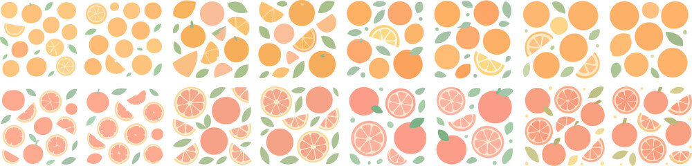 Fototapeta premium Fresh Citrus Fruit Pattern with Oranges and Grapefruits.