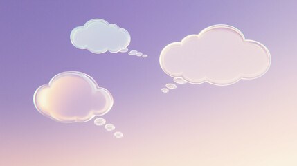 Abstract thought bubbles floating against a gradient sky, representing ideas and creativity.