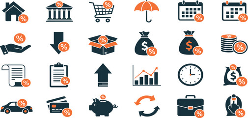 Loan interest rate editable stroke outline icon isolated on white background flat vector illustration.