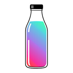 Colorful beverage bottle with gradient design in vibrant hues  