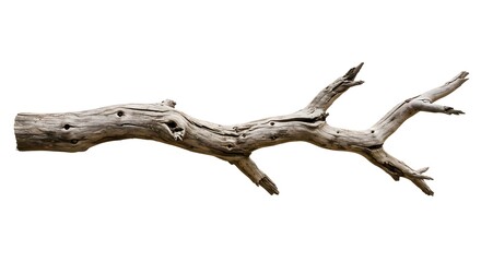 Fototapeta premium Isolated Dry Branch, Weathered Wood Texture