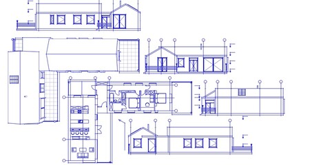 house architectural project sketch 3d illustration	

