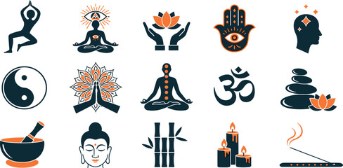 Yoga, meditation, and mind relax editable stroke outline icon isolated on white background flat vector illustration. Pixel perfect