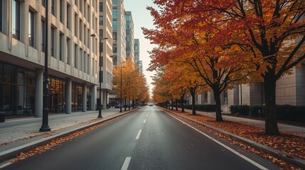Autumn Avenue: Urban Stillness in Fall Colors