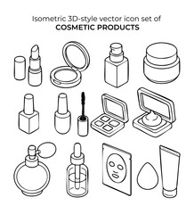  Isometric 3D vector icon set of cosmetic and beauty products