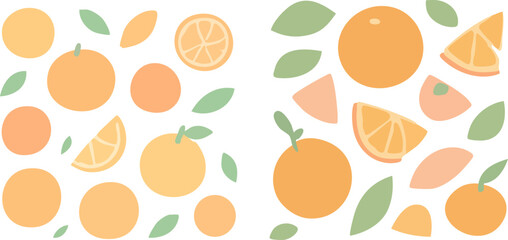Orange Fruit Pattern with Leaves 5.