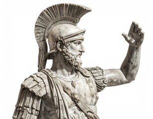 Roman general statue profile, raised hand