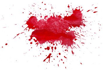 Red splash watercolor brush isolated on transparent background