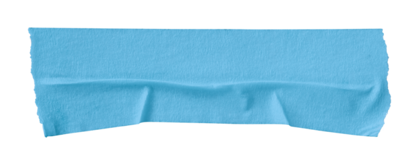 Light blue crumpled torn tape isolated on transparent background