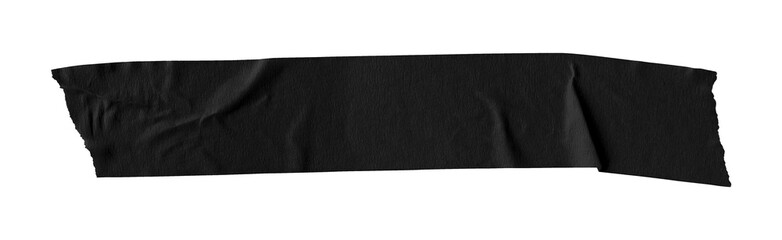 black crumpled torn tape isolated on transparent background