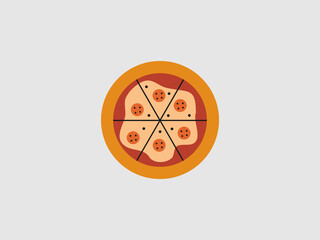 stylized illustration of a whole pizza