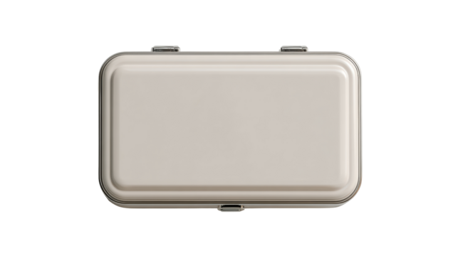 Beige storage box on a white isolated background for organization and minimalistic living.