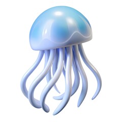 Stylized blue jellyfish floating isolated on white background
