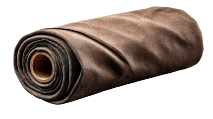 Rolled Fabric: A studio shot of a neatly rolled brown fabric, showcasing texture and form, perfect for textile and design concepts.