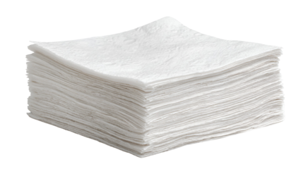 A stack of white paper napkins clean and unused ready for use