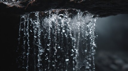 Waterfall drops close up