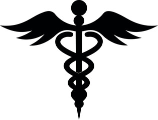 caduceus silhouette vector, caduceus medical black symbol