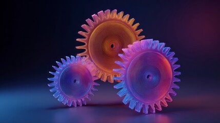 Three colorful gears graphic design