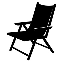 Lawn chair black vector icon on white background.