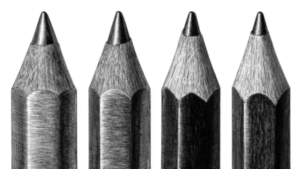 Graphite pencils arrayed against a dark background, study in texture and contrast.