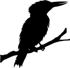 Kingfisher bird black silhouette vector art