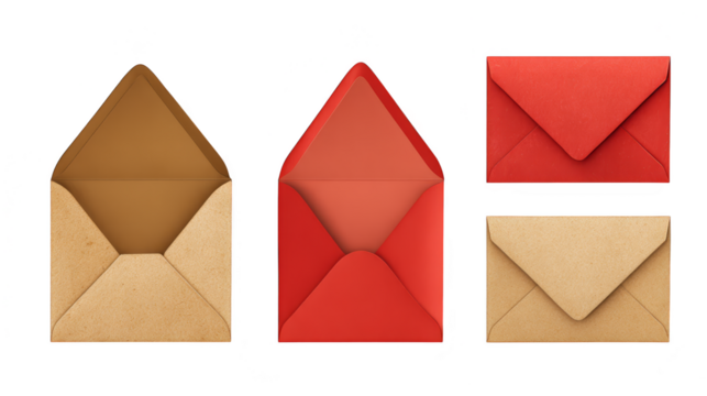 Eyecatching red envelope stands out among a group of envelopes perfect for gifts and special occasions.