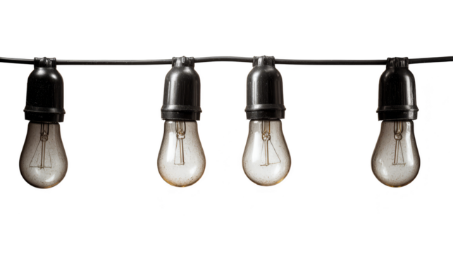 String of warmtoned light bulbs creating a cozy ambiance for home decor decorative.