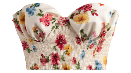 Elegant white top with delicate floral print, a stylish summer fashion choice for women.