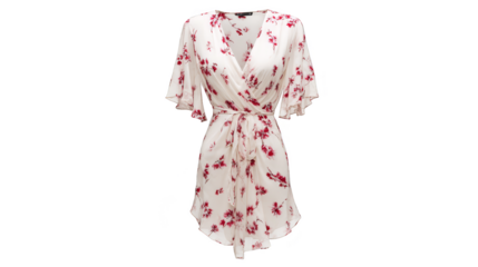 Stunning white dress with bold red floral print, a perfect summer outfit for every occasion.