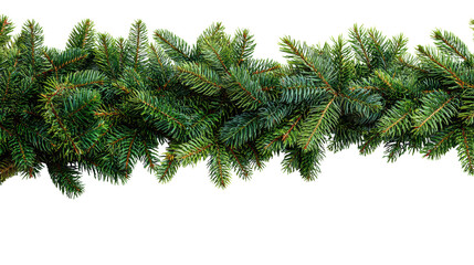 Fresh green pine garland, beautifully arranged, ideal for festive decorations.
